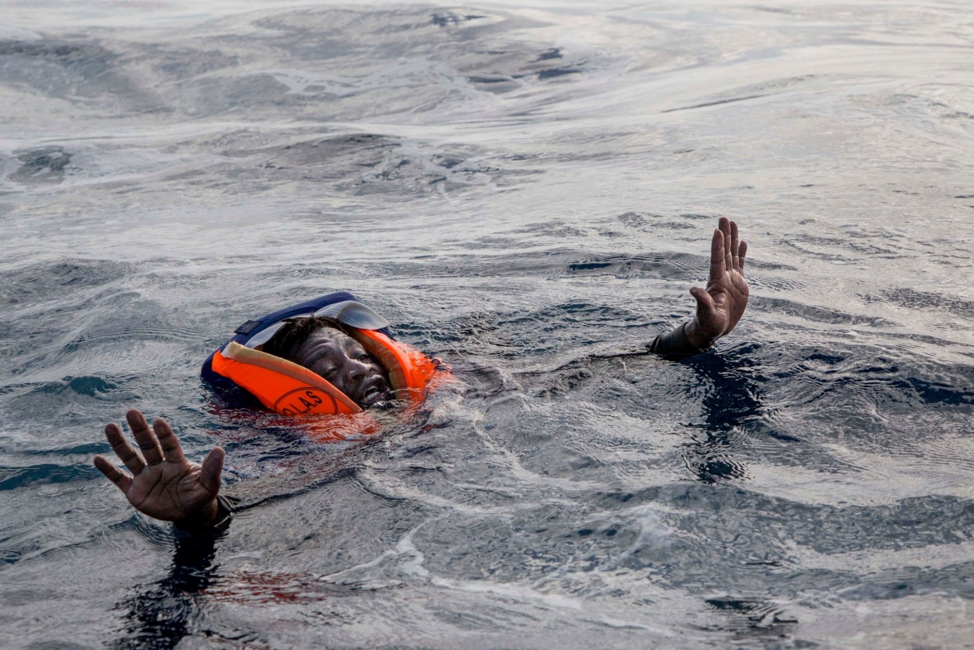 shipwrecked migrant in the Mediterranean