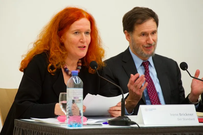 speakers Irene Brickner and Michael Doyle